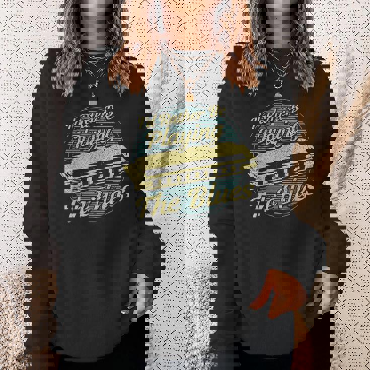 ヴィンテージスタイルの音楽家ハーモニカ ブルース スウェットシャツ 彼女への贈り物