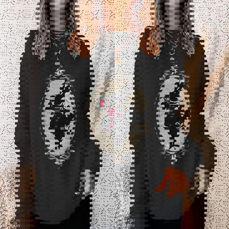 不思議の国のアリス ホワイトラビット ビンテージブック デザイン スウェットシャツ 彼女への贈り物