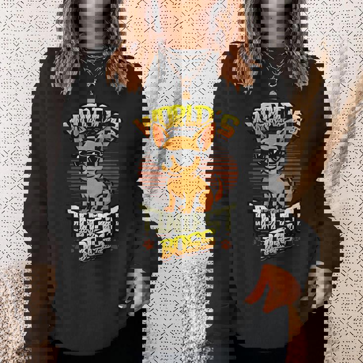 世界で最も小さなボス面白いチワワ スウェットシャツ 彼女への贈り物