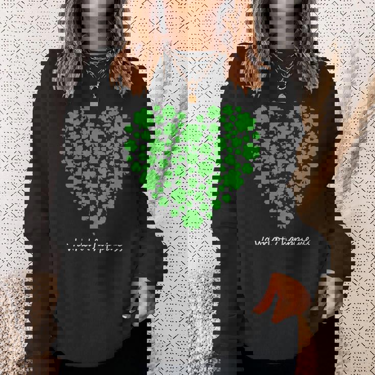 世界中の幸せを願う 可愛い ハート クローバー 反戦 平和 スウェットシャツ 彼女への贈り物