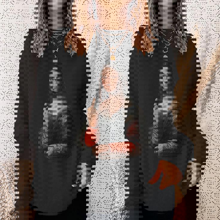 中指軽量グラフィックのモナリザ スウェットシャツ 彼女への贈り物