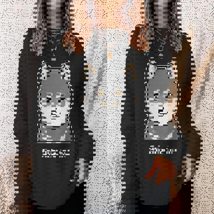 丸顔の黒柴さんのドット絵 長袖tシャツ スウェットシャツ 彼女への贈り物