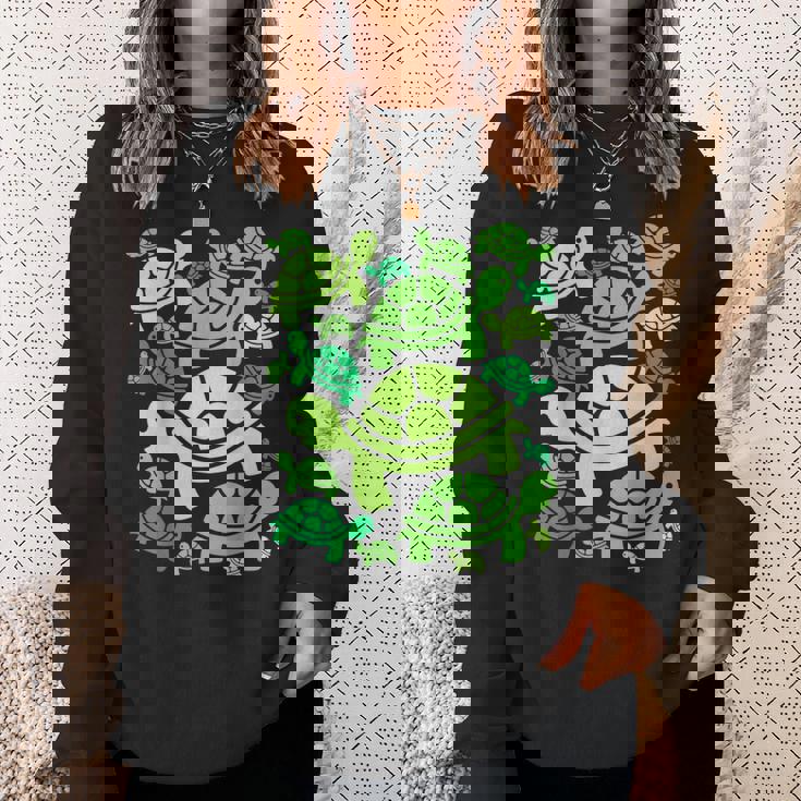 亀柄 カートゥーン アウトライン 面白いカメ スウェットシャツ 彼女への贈り物