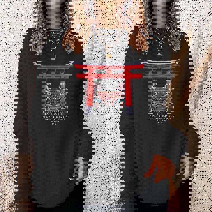 京都、日本、鳥居伏見稲荷大社、手描きデッサン スウェットシャツ 彼女への贈り物