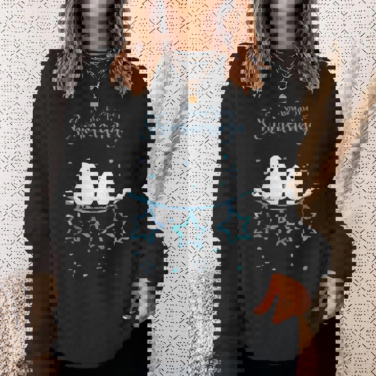 人気話題 シマエナガの親子 雪 雪の結晶 妖精 北海道 日本の野鳥 星 白い小鳥 星 スウェットシャツ 彼女への贈り物