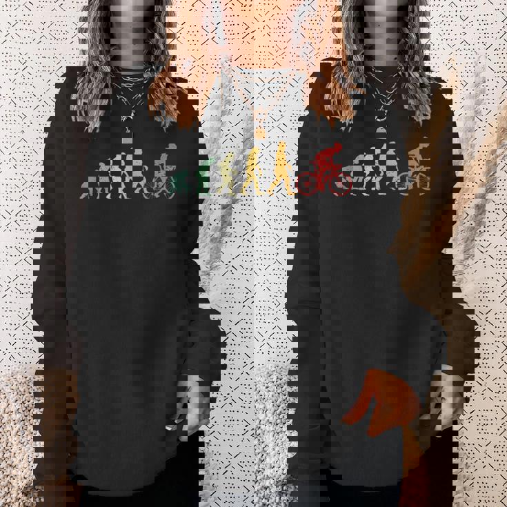 人類の進化 自転車好き ロードバイク クロスバイク サイクリング サプライズ おもしろ レトロ 自転車 スウェットシャツ 彼女への贈り物