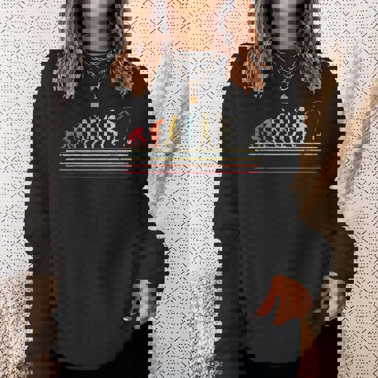 人類の進化 釣り竿 漁師 釣り人 面白い 釣り フィッシング サプライズ おもしろ アイデア 釣り スウェットシャツ 彼女への贈り物