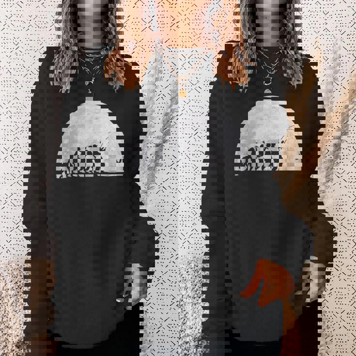 人類の進化 釣り竿 漁師 釣り人 面白い 釣り フィッシング 満月 サプライズ おもしろ アイデア 釣り スウェットシャツ 彼女への贈り物