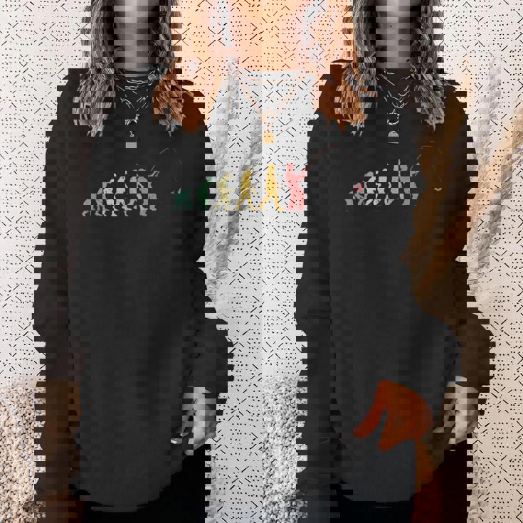 人類の進化 釣り竿 漁師 釣り人 面白い 釣りバカ フィッシング 漁師 海 川 船 おもしろ 釣り堀 趣味 釣り スウェットシャツ 彼女への贈り物