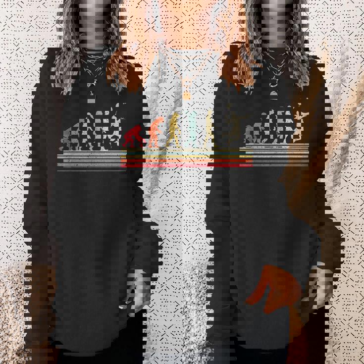 人類進化 バドミントンデザイン スウェットシャツ 彼女への贈り物