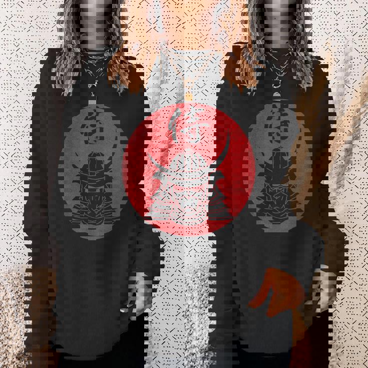 侍の戦士の兜日本の漢字-黒 スウェットシャツ 彼女への贈り物