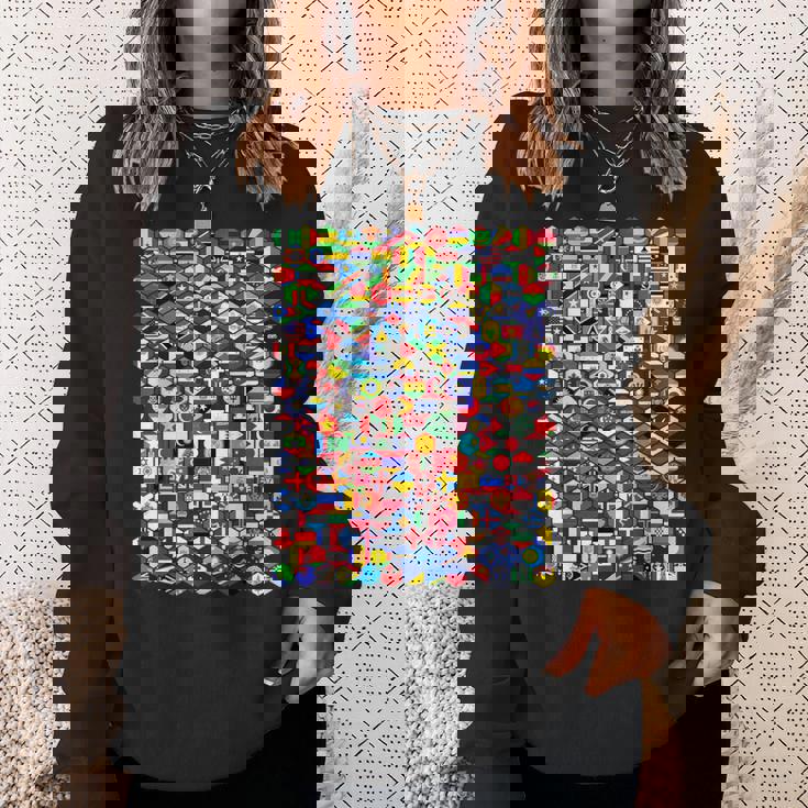 六角形の世界旗、国旗tシャツ スウェットシャツ 彼女への贈り物