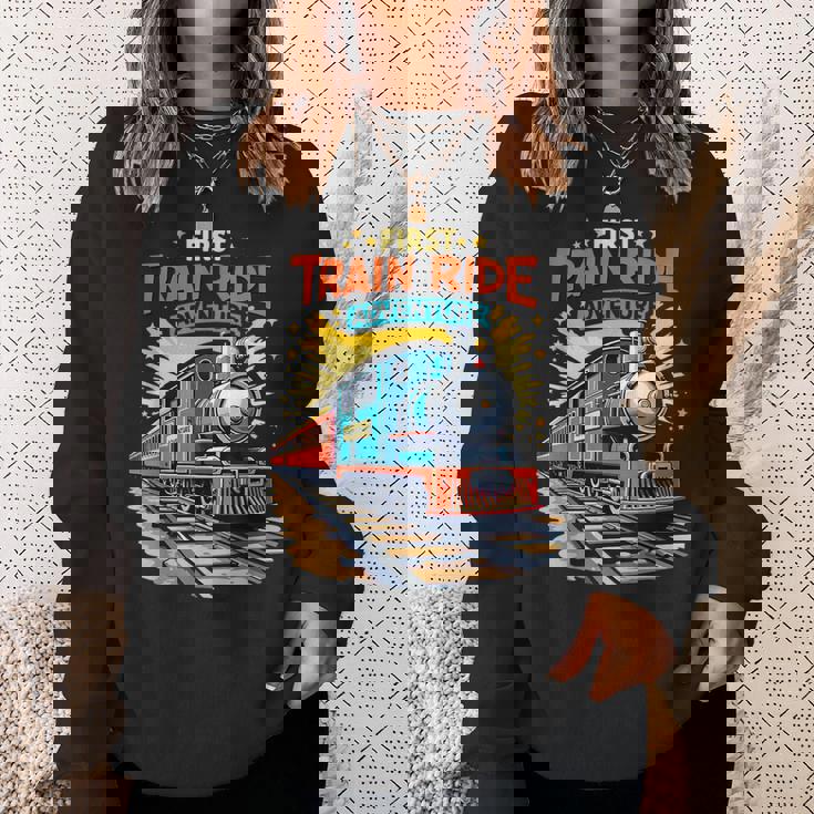 初電車 乗る 鉄道 アドベンチャー 風景 旅行 メモリーギア スウェットシャツ 彼女への贈り物