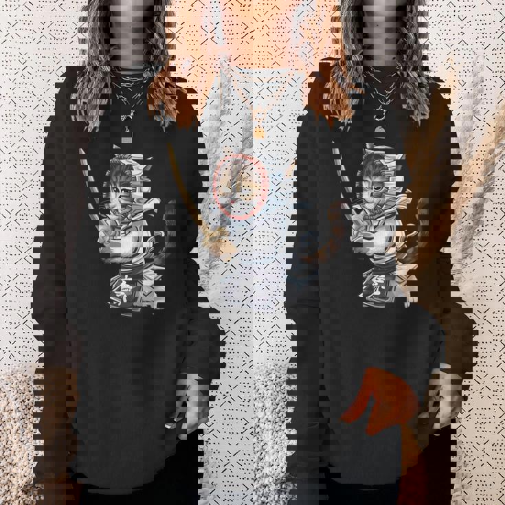 剣道ファイター 猫 面白 日本格闘技・猫好き スウェットシャツ 彼女への贈り物