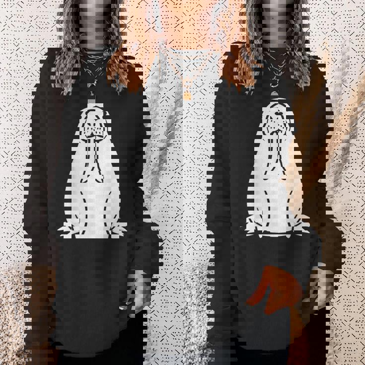 動物 かわいい ミニマリスト セイウチ シンプルなセイウチ スウェットシャツ 彼女への贈り物