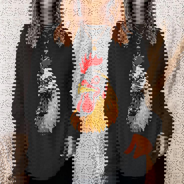 動物愛好家のための大胆な農場の鶏の頭のアート スウェットシャツ 彼女への贈り物