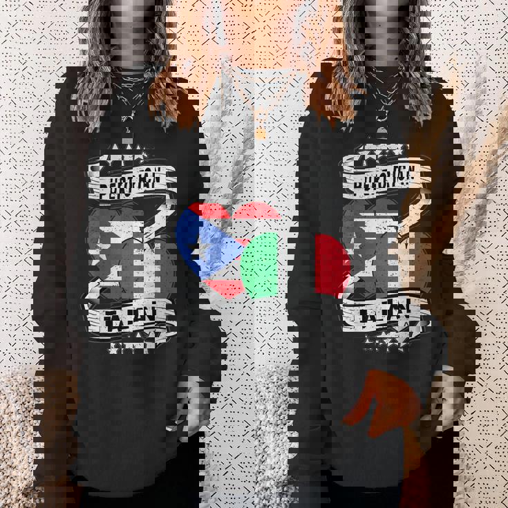 半分イタリア半分プエルトリコの国旗 ハート イタリア プエルトリコ スウェットシャツ 彼女への贈り物