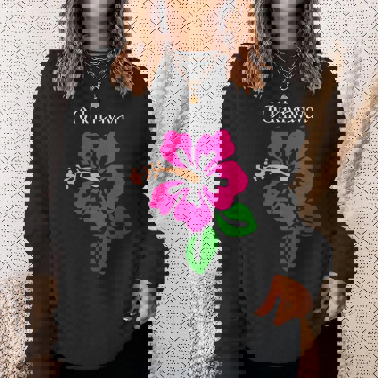 南国沖縄島パラダイス ハイビスカス アートイラスト スウェットシャツ 彼女への贈り物