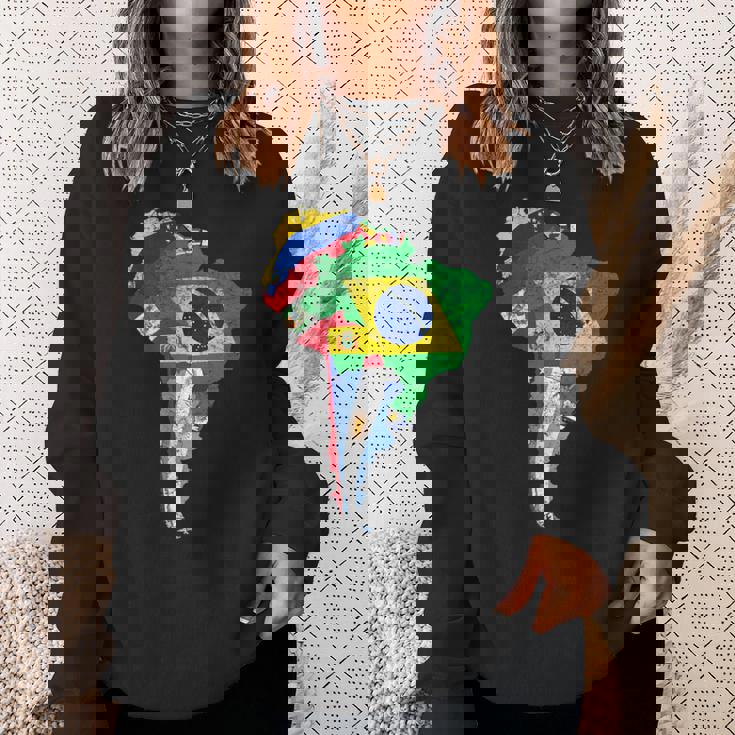 南米大陸地図 旗付き スウェットシャツ 彼女への贈り物