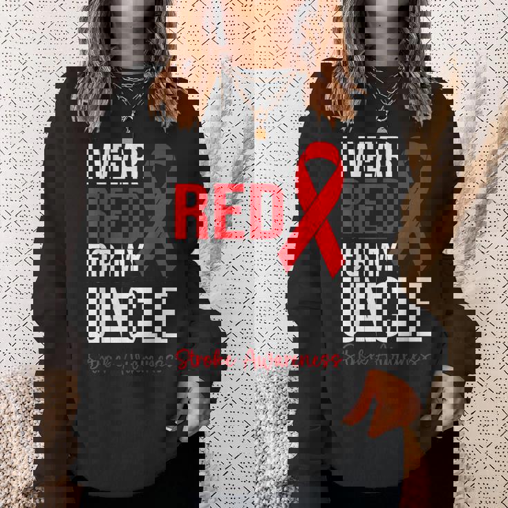 叔父さんの脳卒中啓発のために赤を着ています スウェットシャツ 彼女への贈り物