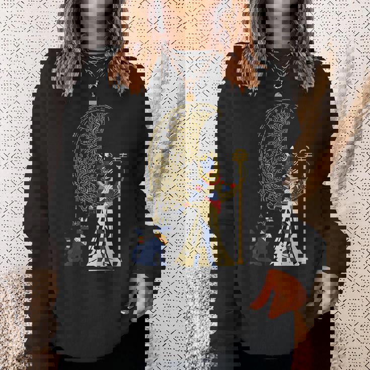 古代の典型的な猫の女神バステット エジプト 三日月 月 月 スウェットシャツ 彼女への贈り物