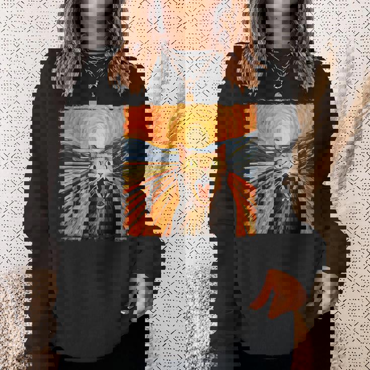 叫ぶ猫、エドヴァルド・ムンク風、面白い猫 スウェットシャツ 彼女への贈り物