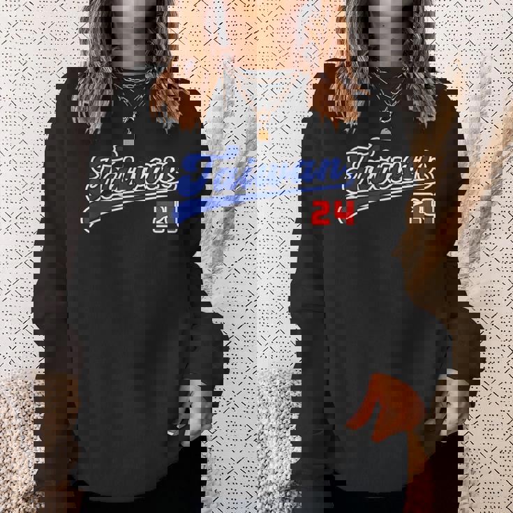 台湾 Taiwan 番号 24 野球 野球好き 野球ユニフォーム風 台湾好き Taiwan文字 前後プリント スウェットシャツ 彼女への贈り物