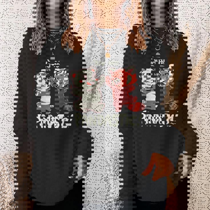 君はパンダスティックだよハイタッチのレッサーパンダとパンダ スウェットシャツ 彼女への贈り物