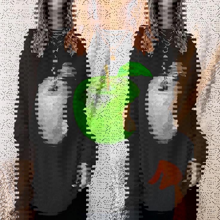 噛まれた青リンゴのイラスト スウェットシャツ 彼女への贈り物