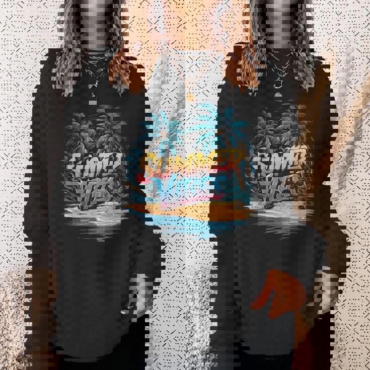 夏 バイブ トロピカル ビーチ ヤシの木 オーシャン サンシャイン スウェットシャツ 彼女への贈り物