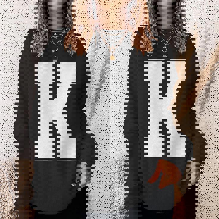 大文字 K アルファベットモノグラム イニシャル スウェットシャツ 彼女への贈り物