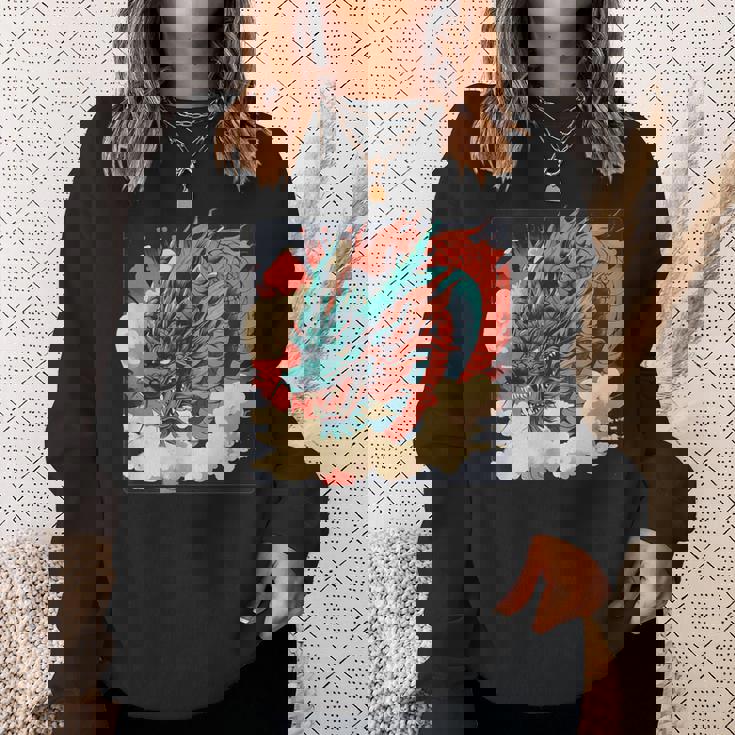 大胆でクールな外観の素晴らしい日本のドラゴン。 スウェットシャツ 彼女への贈り物