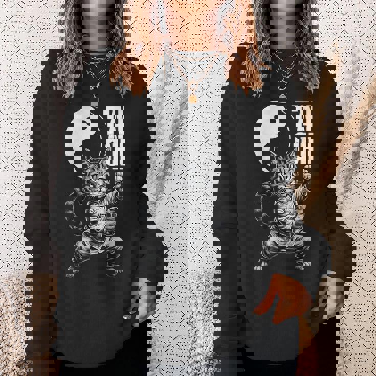 太極拳 猫 ボバ ティー 面白い カワイイ 武道 禅 キティ スウェットシャツ 彼女への贈り物