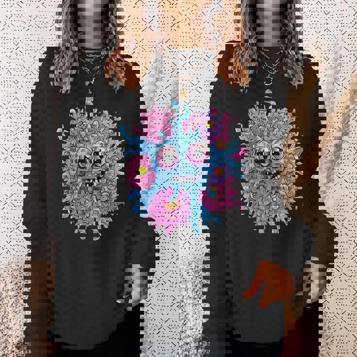 奇抜なハッピーモンスター 大きな瞳 スウェットシャツ 彼女への贈り物