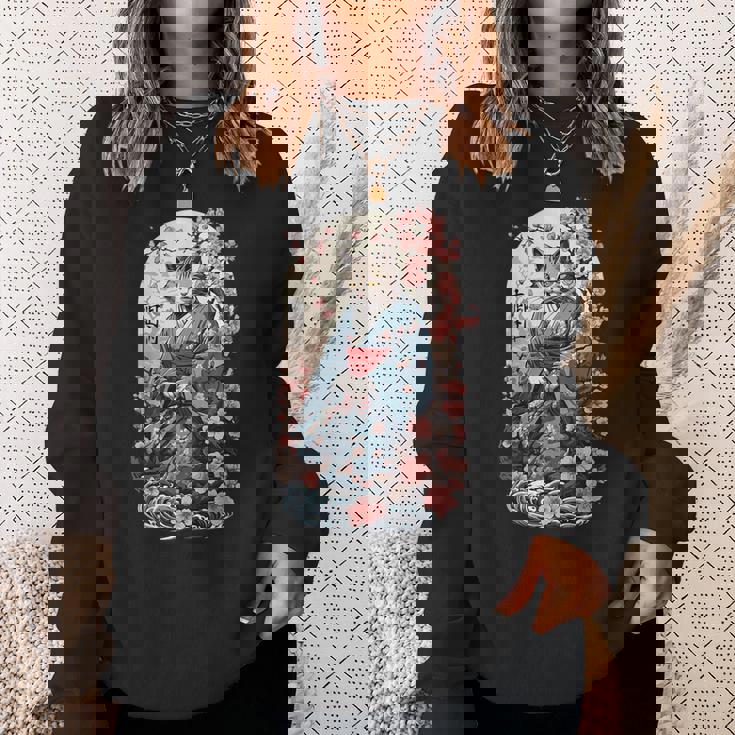 妖怪猫 着物美桜風 スウェットシャツ 彼女への贈り物