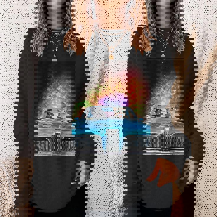 宇宙 銀河 猫 運転 車 スウェットシャツ 彼女への贈り物