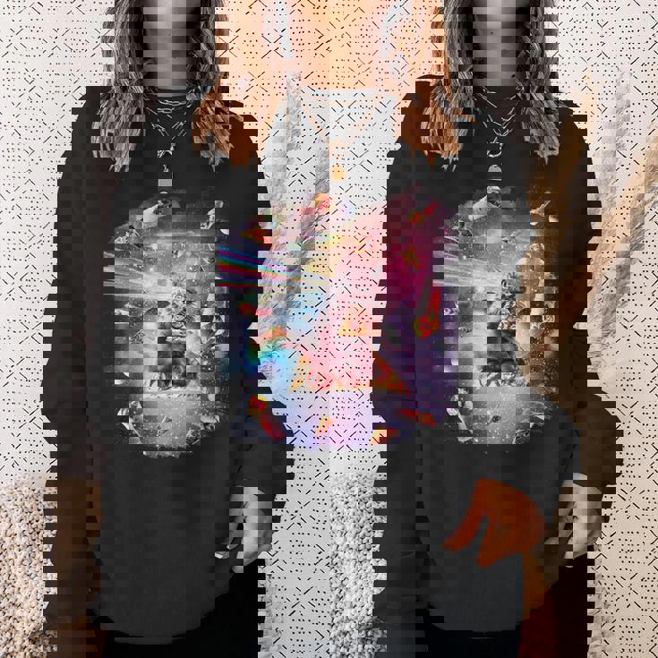 宇宙ピザ猫-レインボーレーザー、タコス、ブリトー スウェットシャツ 彼女への贈り物