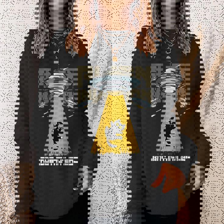 宇宙人 侵略 Abduct Me Please 宇宙船 おもしろ猫 Ufo スウェットシャツ 彼女への贈り物