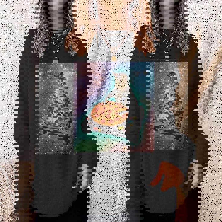 宇宙宇宙 ギャラクシー 宇宙 猫 ピザ Dj 面白い かわいい コズミック スウェットシャツ 彼女への贈り物