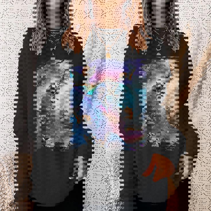 宇宙猫 乗馬サメ ギャラクシー レインボーキャット オンシャークス スウェットシャツ 彼女への贈り物