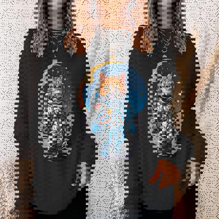 宇宙飛行士 02 宇宙飛行士 猫 スウェットシャツ 彼女への贈り物