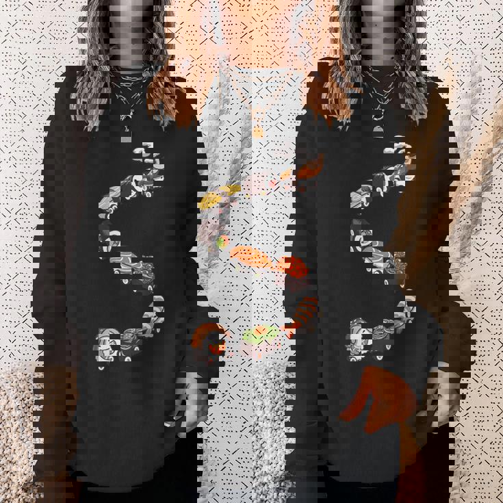 寿司 の 電車 すし いくら サーモン たまご 鉄火巻き スウェットシャツ 彼女への贈り物