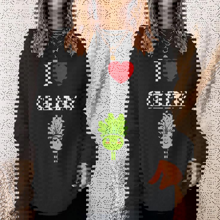 小さな野菜 セロリ ミニマリスト かわいい シンプル セロリ I Love Celery スウェットシャツ 彼女への贈り物