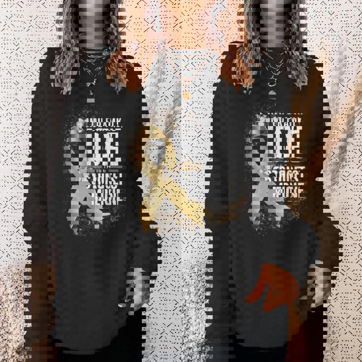 小児がん啓発 最強の薬 ゴールドリボン スウェットシャツ 彼女への贈り物