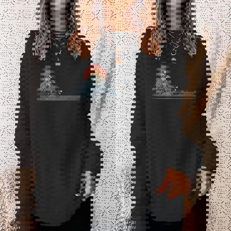 山 柴犬秋田犬かわいい犬と富士 スウェットシャツ 彼女への贈り物