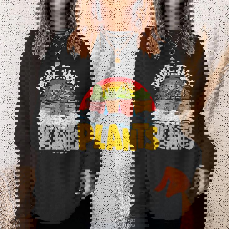 平和 愛&植物 レトロ レインボー 多肉植物 植物庭師 スウェットシャツ 彼女への贈り物