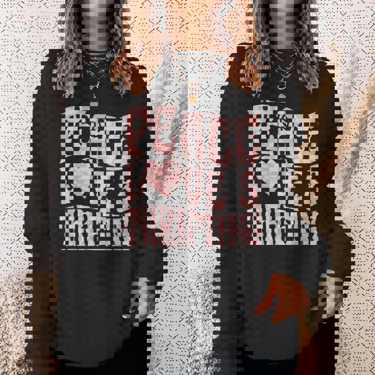 平和の愛と倹約心と平和のシンボル。 スウェットシャツ 彼女への贈り物