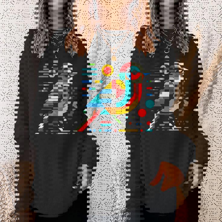 幾何学的 ミニマリズム モダン イラスト スズメ 鳥 アート スウェットシャツ 彼女への贈り物