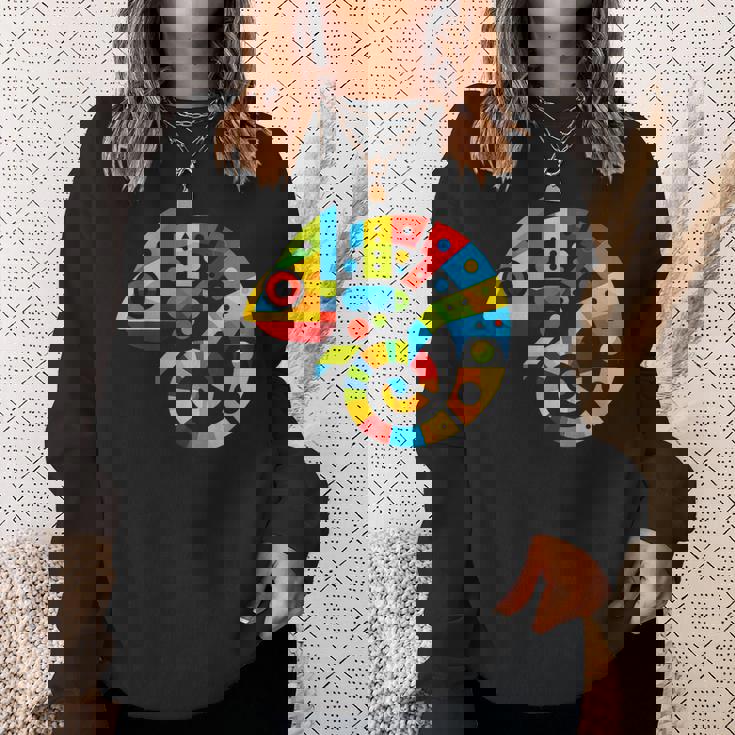 幾何学的ミニマリズム イラスト カメレオン 爬虫類 スウェットシャツ 彼女への贈り物