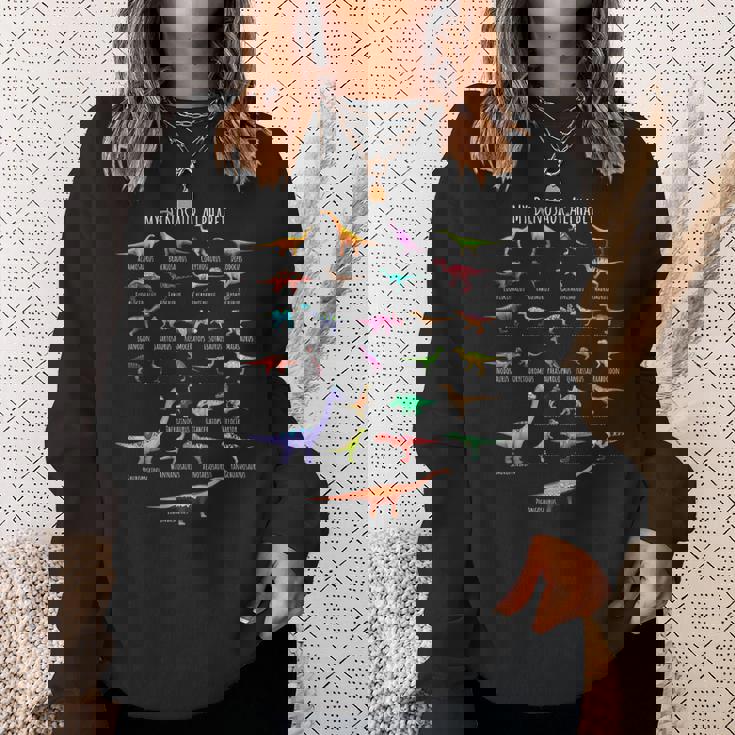 恐竜の種類 アルファベット A-Z Abc 恐竜 スウェットシャツ 彼女への贈り物